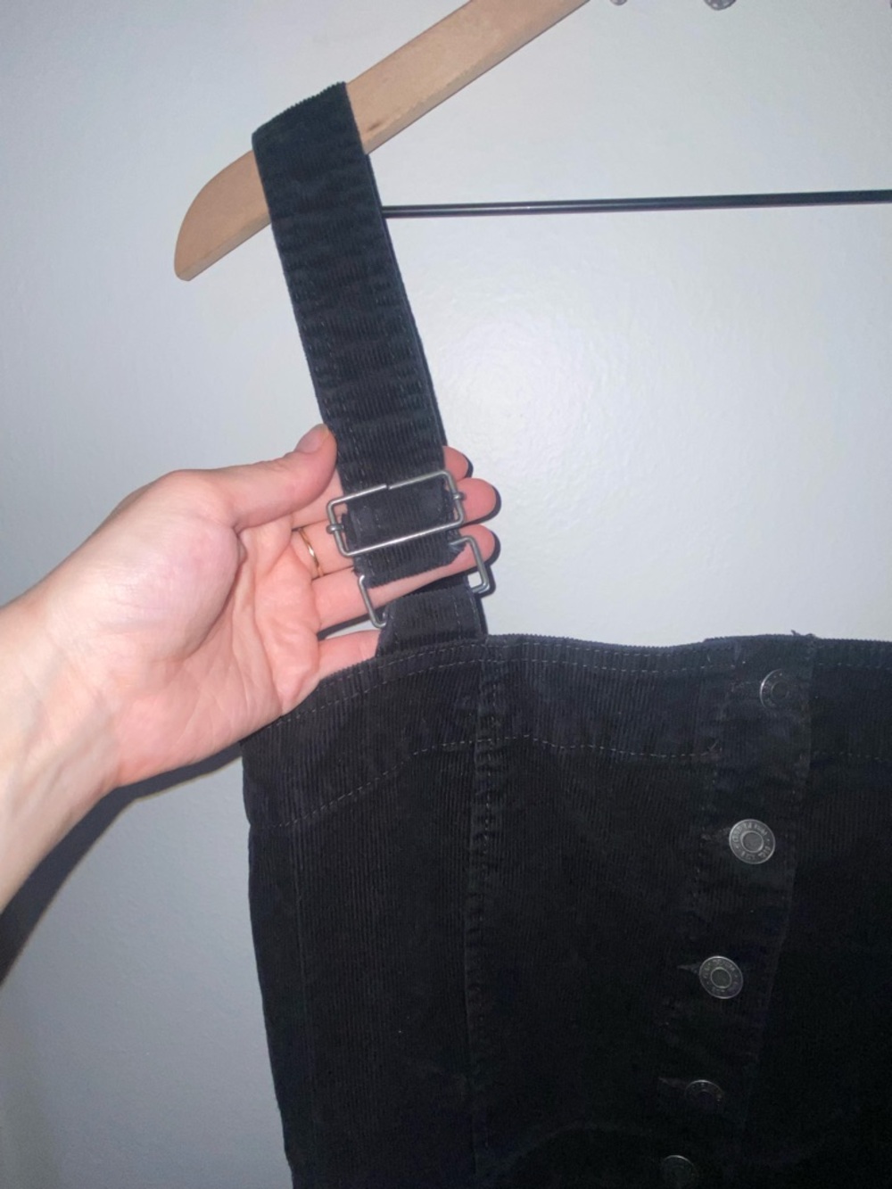 Gap Black Corduroy Overall Dress, Size M, Shirtall Button Down Jumper - Picture 6 of 16